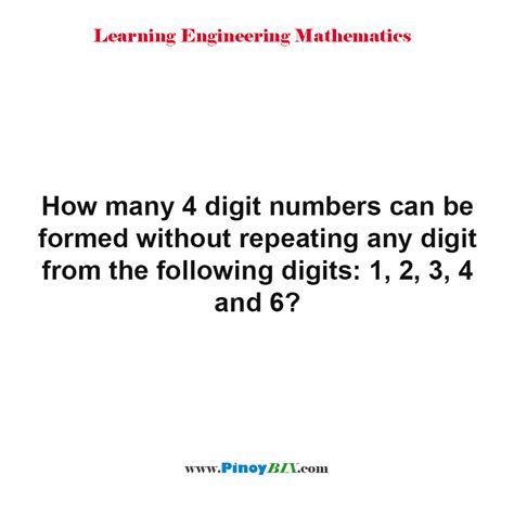 How many 4 digit numbers can be formed without repeating any .